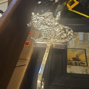Ornate Silver Sleigh Stocking Holder